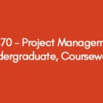 549470 - Project Management, Undergraduate, Coursework