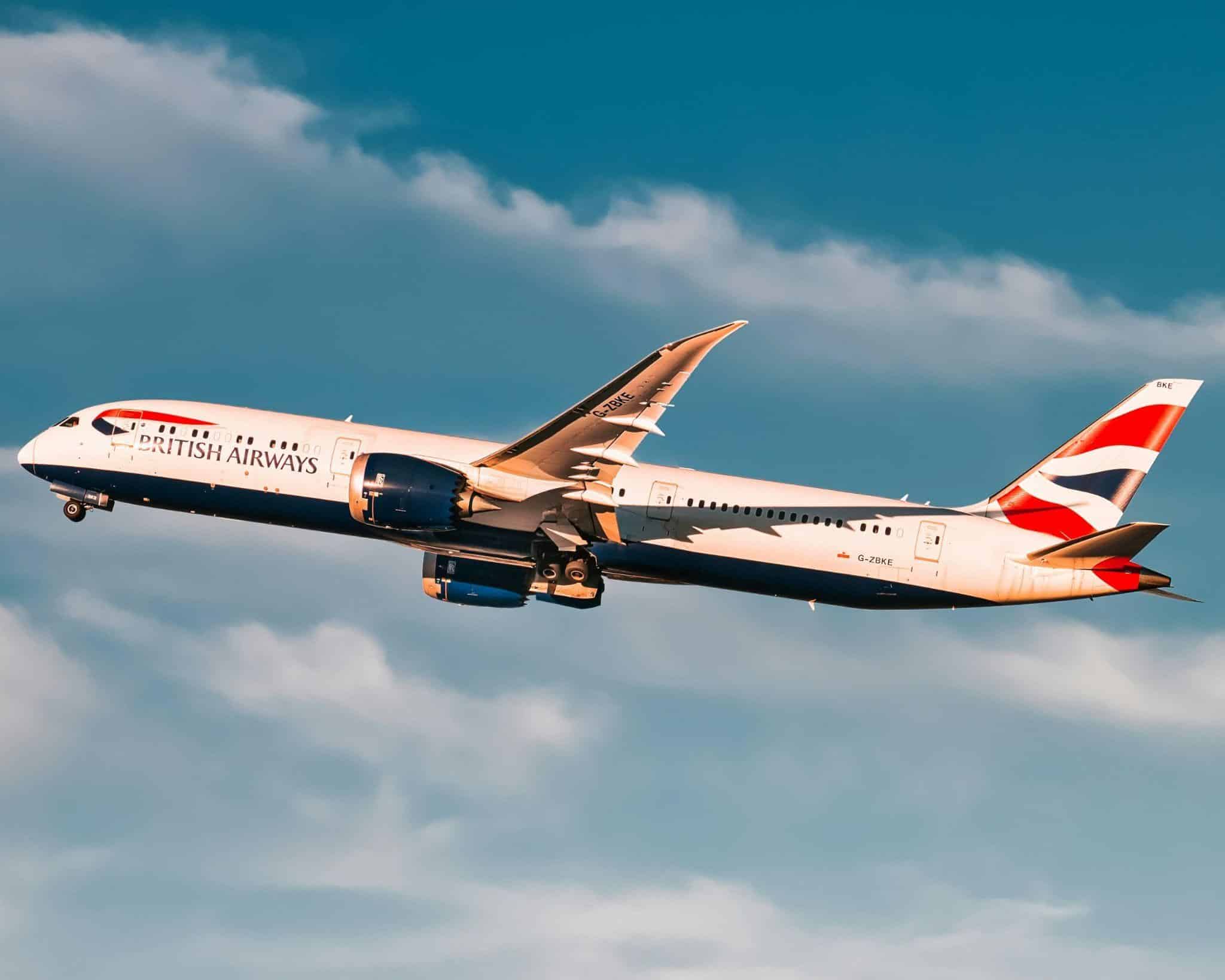 British Airways aircraft at Heathrow Airport preparing for international departure under cloudy skies