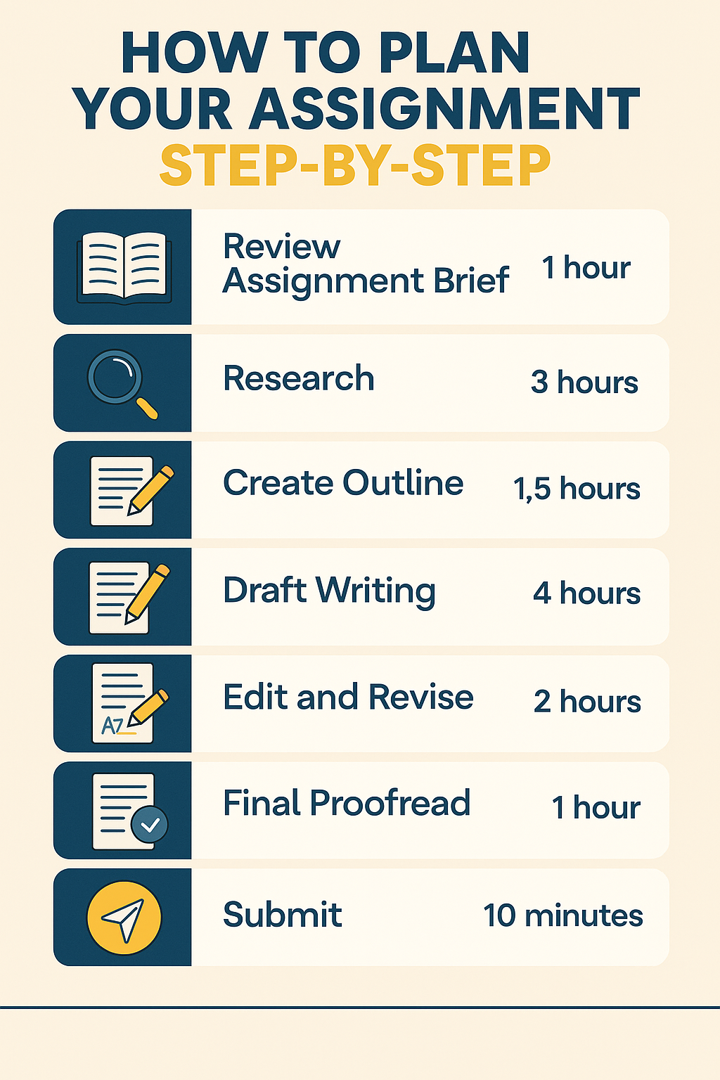 Student planning an academic assignment using a structured template and study materials.