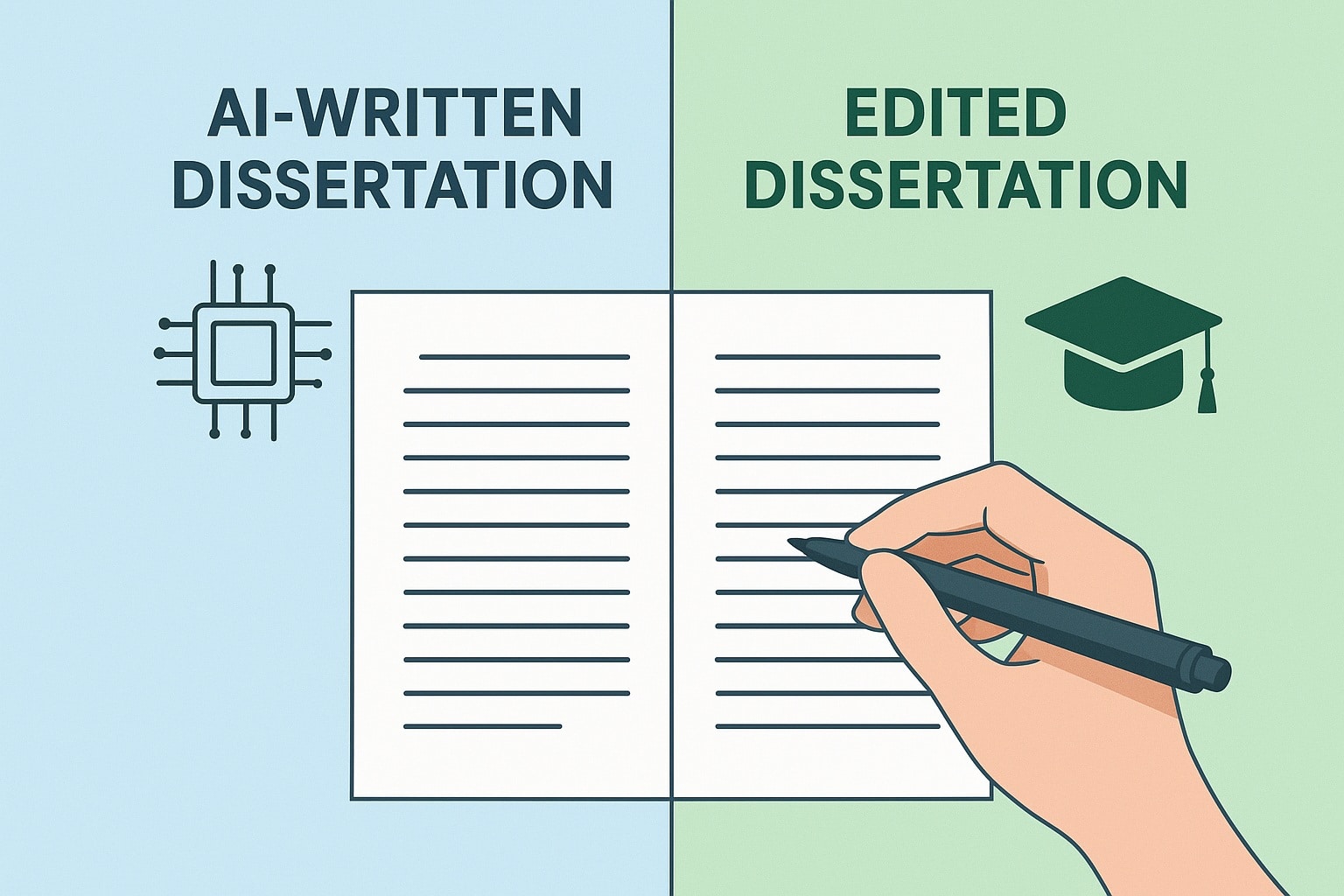 Transformation of AI-written dissertation into professionally edited, humanised academic work.