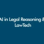 AI in legal reasoning and LawTech dissertation topics for UK law students, showing scales of justice with digital code in the background.