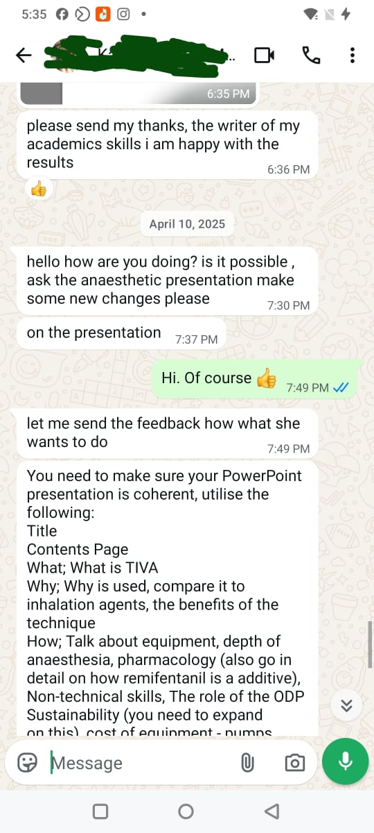 WhatsApp screenshot showing client thanking writer for academic skills, amendment request answered within 12 minutes — Premier Dissertations fast response proof