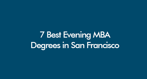 A professional woman in business attire sitting at a modern desk with laptop, looking thoughtfully at the San Francisco skyline visible through a large window at dusk. Golden Gate Bridge and downtown SF skyline visible. Evening lighting with warm amber and cool blue tones. Laptop screen shows MBA program research. Coffee cup, notebook, and smartphone on desk. Professional, aspirational, determined mood.