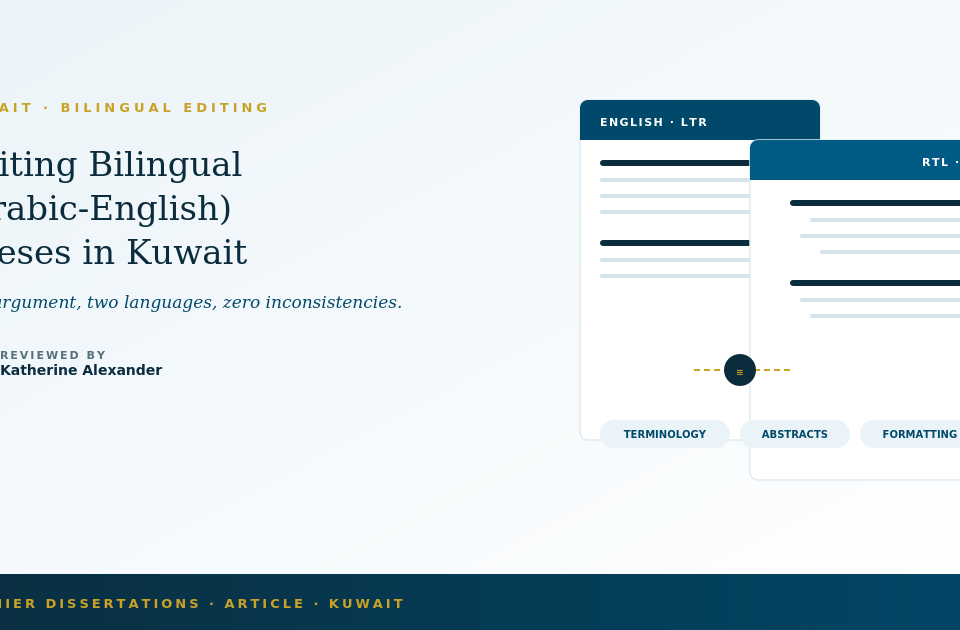 Editing bilingual Arabic-English theses in Kuwait - terminology, formatting, and referencing guide